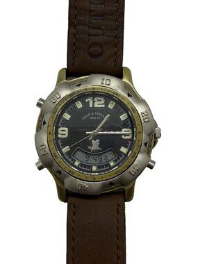Field & Stream Men's Watch Analog & Digital Quartz Brown Leather Band F15GKSB